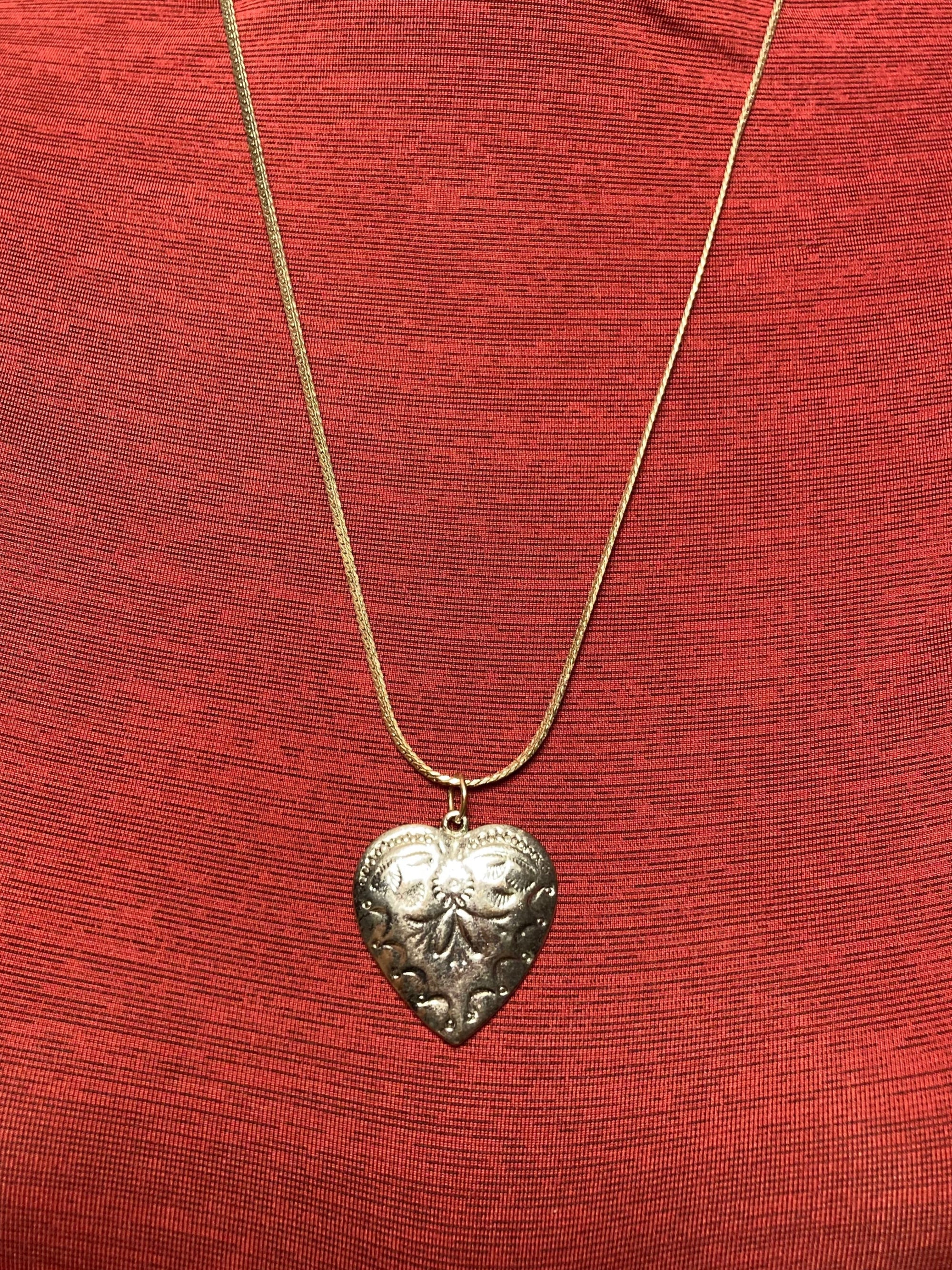Vintage Silvertone, heart pendant, and 22 inch chain