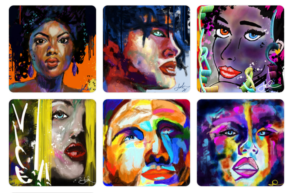 Abstract Portraits Series in Acrylics and Oils