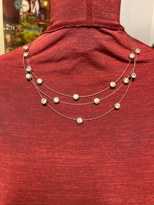 16 inch aurora borealis multi strand wire necklace with 2 inch extender