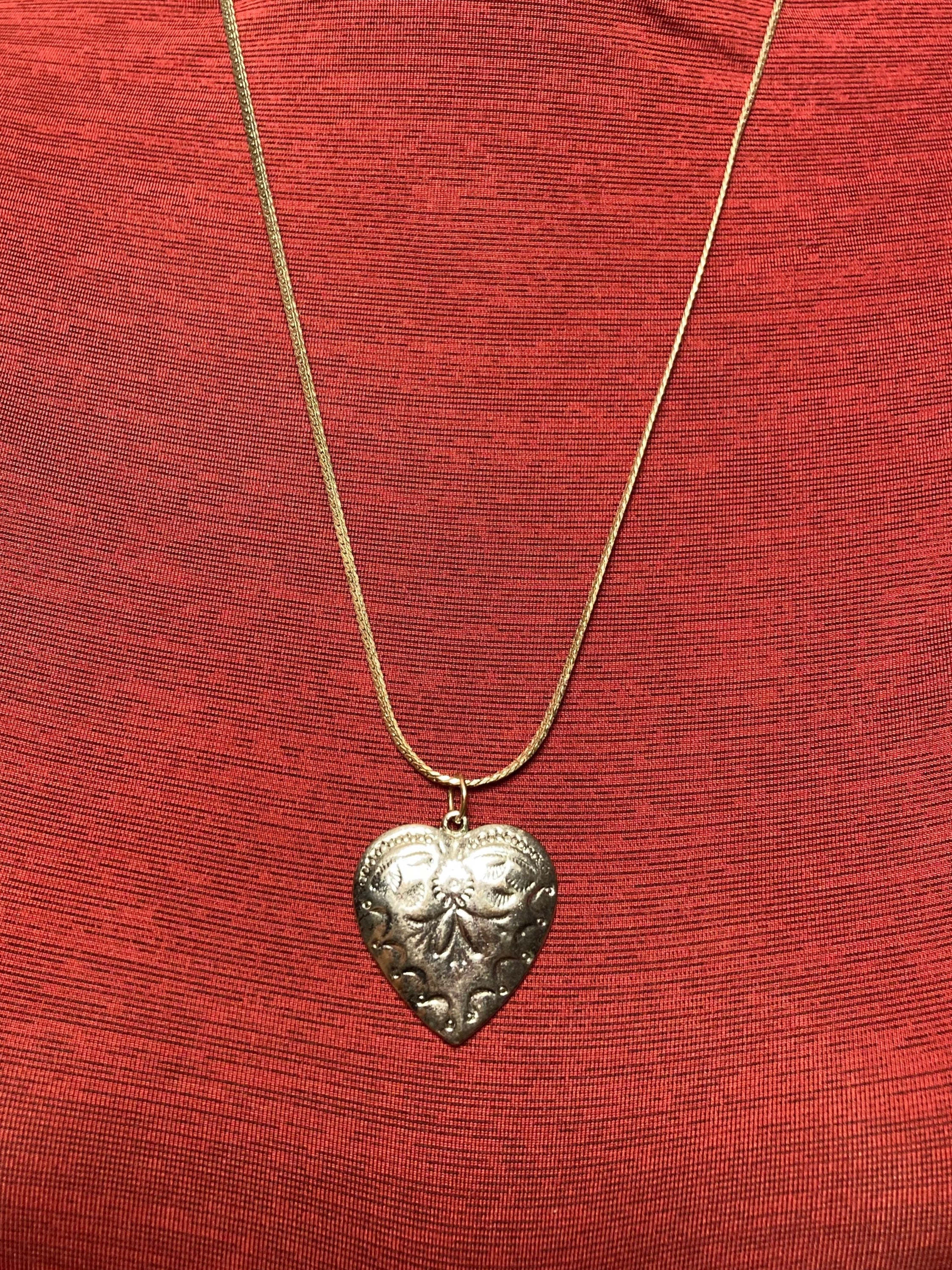 Vintage Silvertone, heart pendant, and 22 inch chain