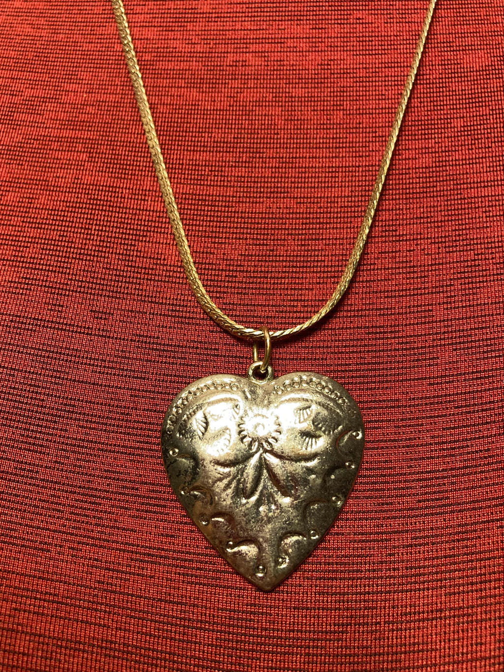 Vintage Silvertone, heart pendant, and 22 inch chain