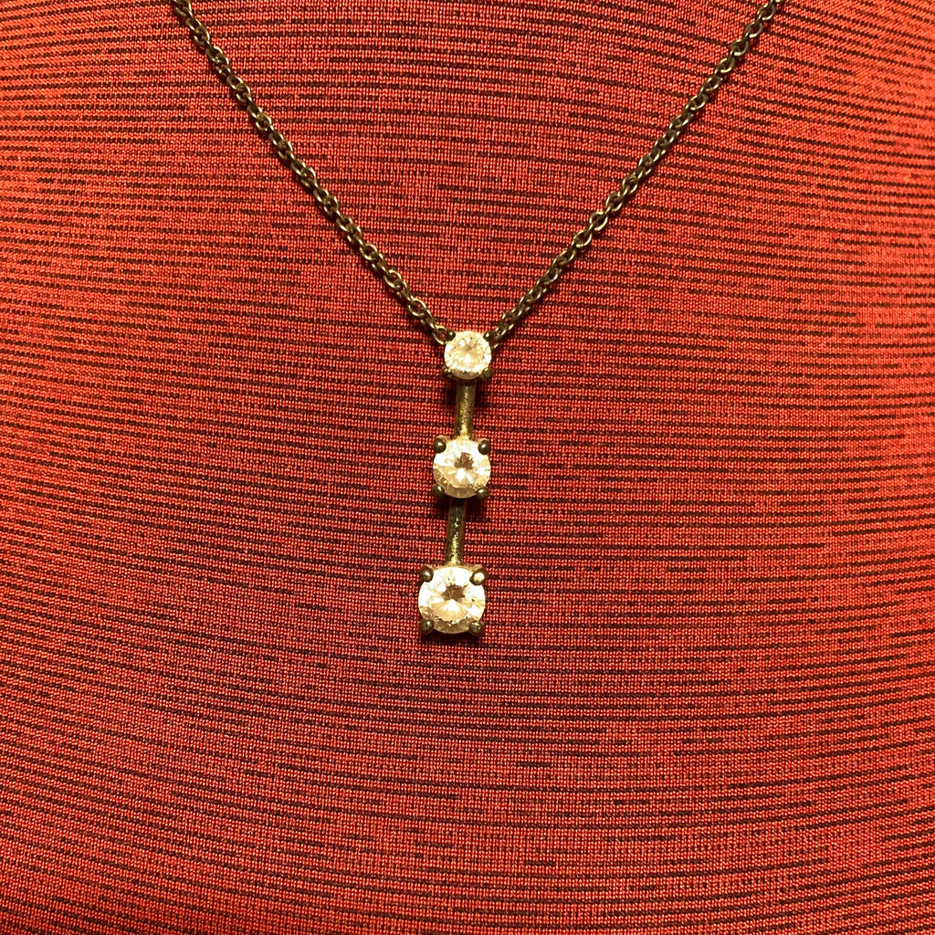 Vintage, 925 sterling silver CZ past present and future pendant on an 18 inch, 925 sterling silver chain