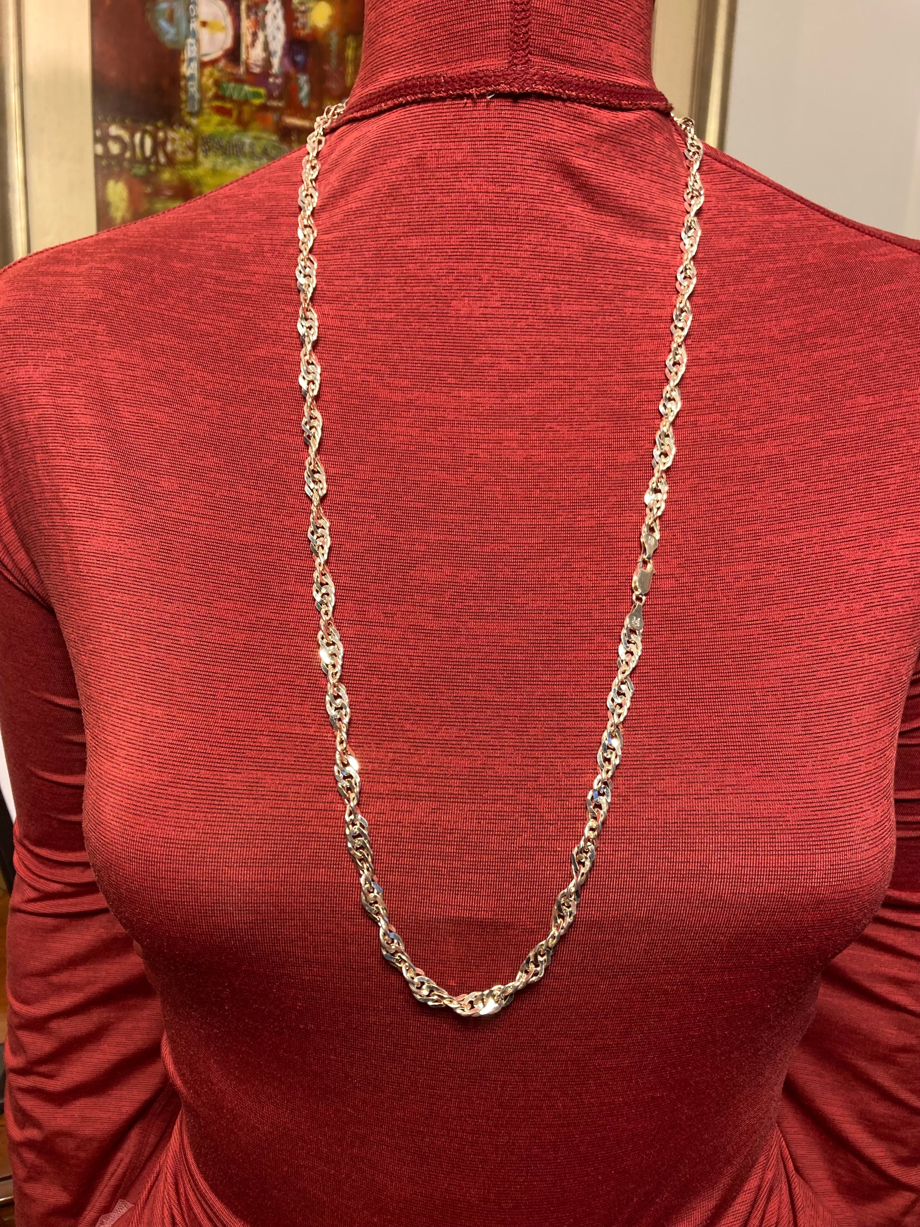 CI Italy, 925 sterling silver, 26 inch long modernist twist necklace