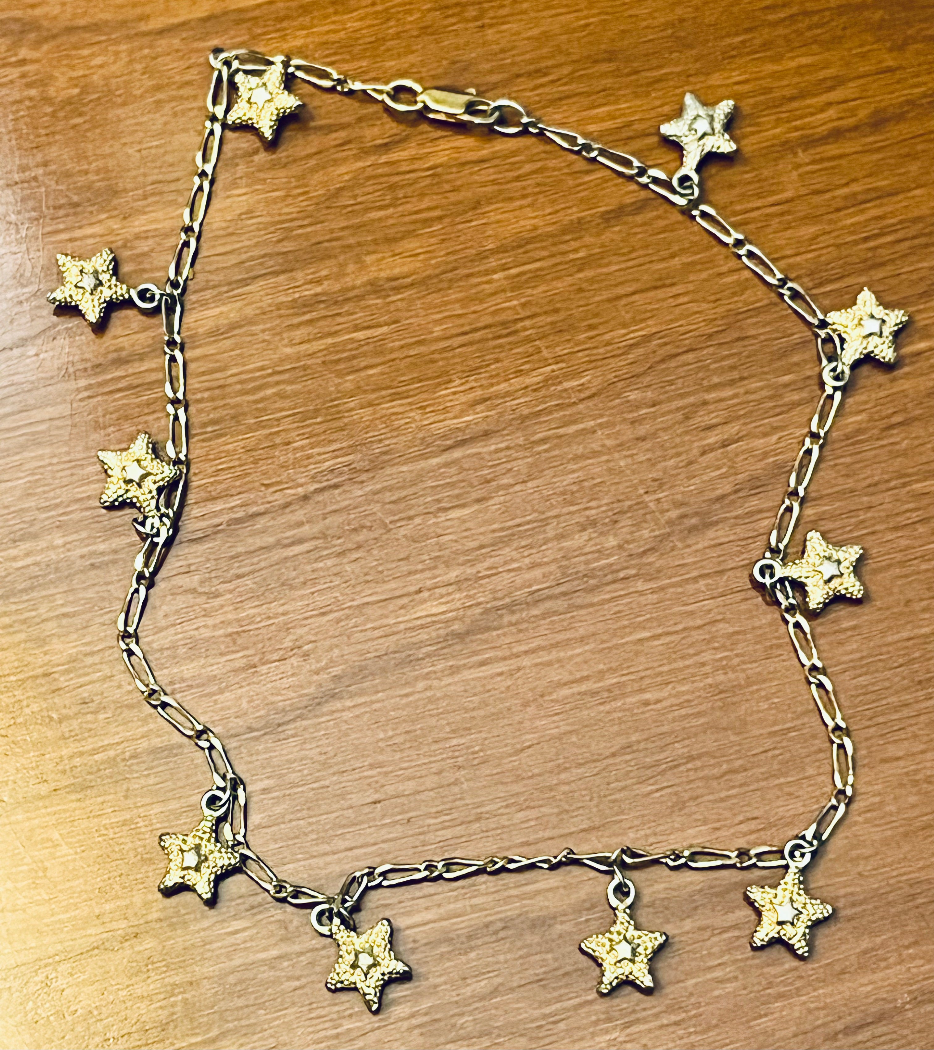 12" gold chain and golden starfish station necklace