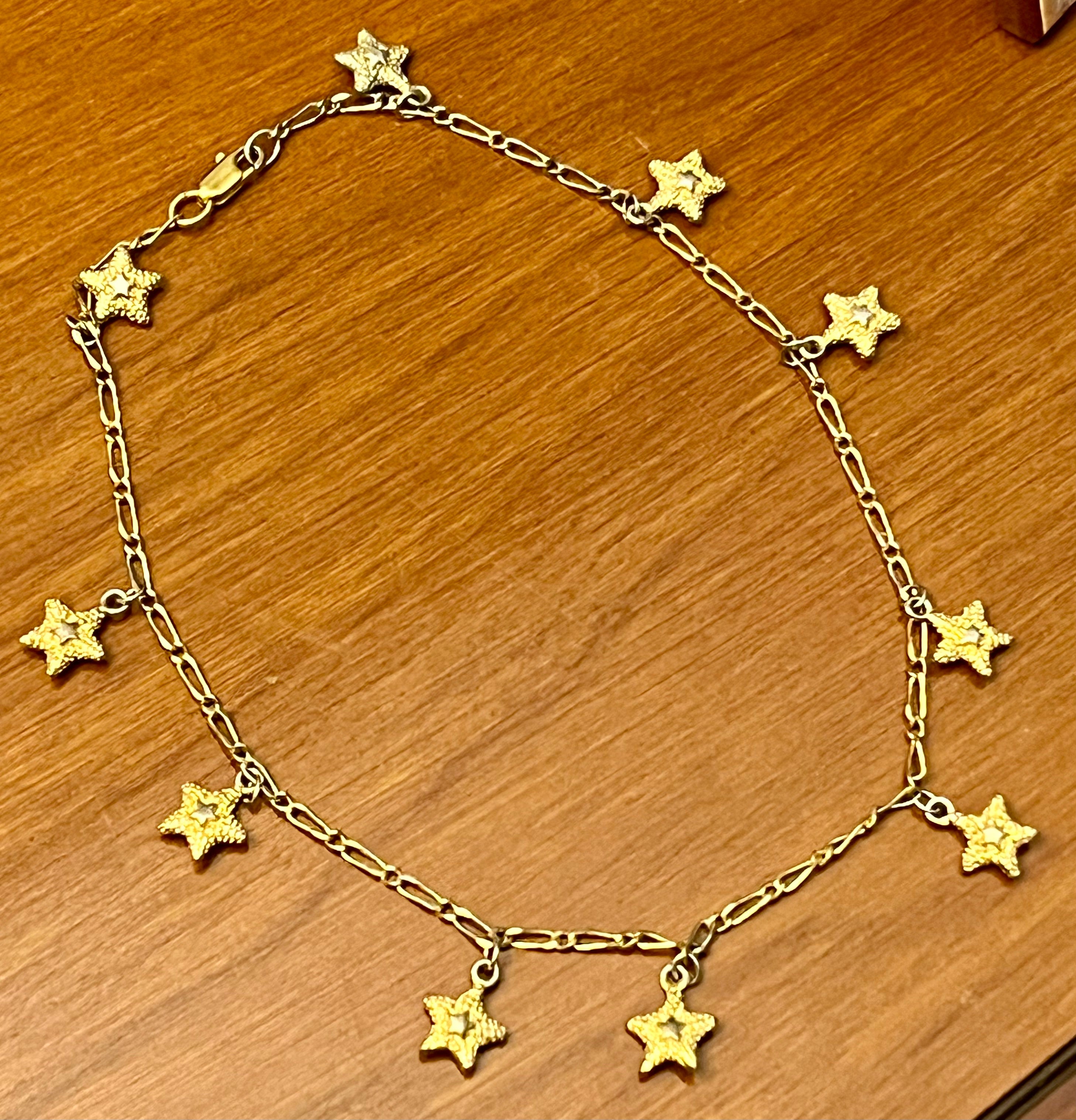 12" gold chain and golden starfish station necklace