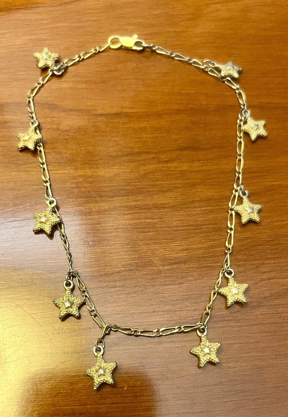 12" gold chain and golden starfish station necklace