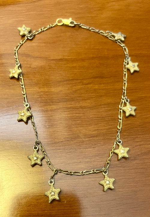 12" gold chain and golden starfish station necklace