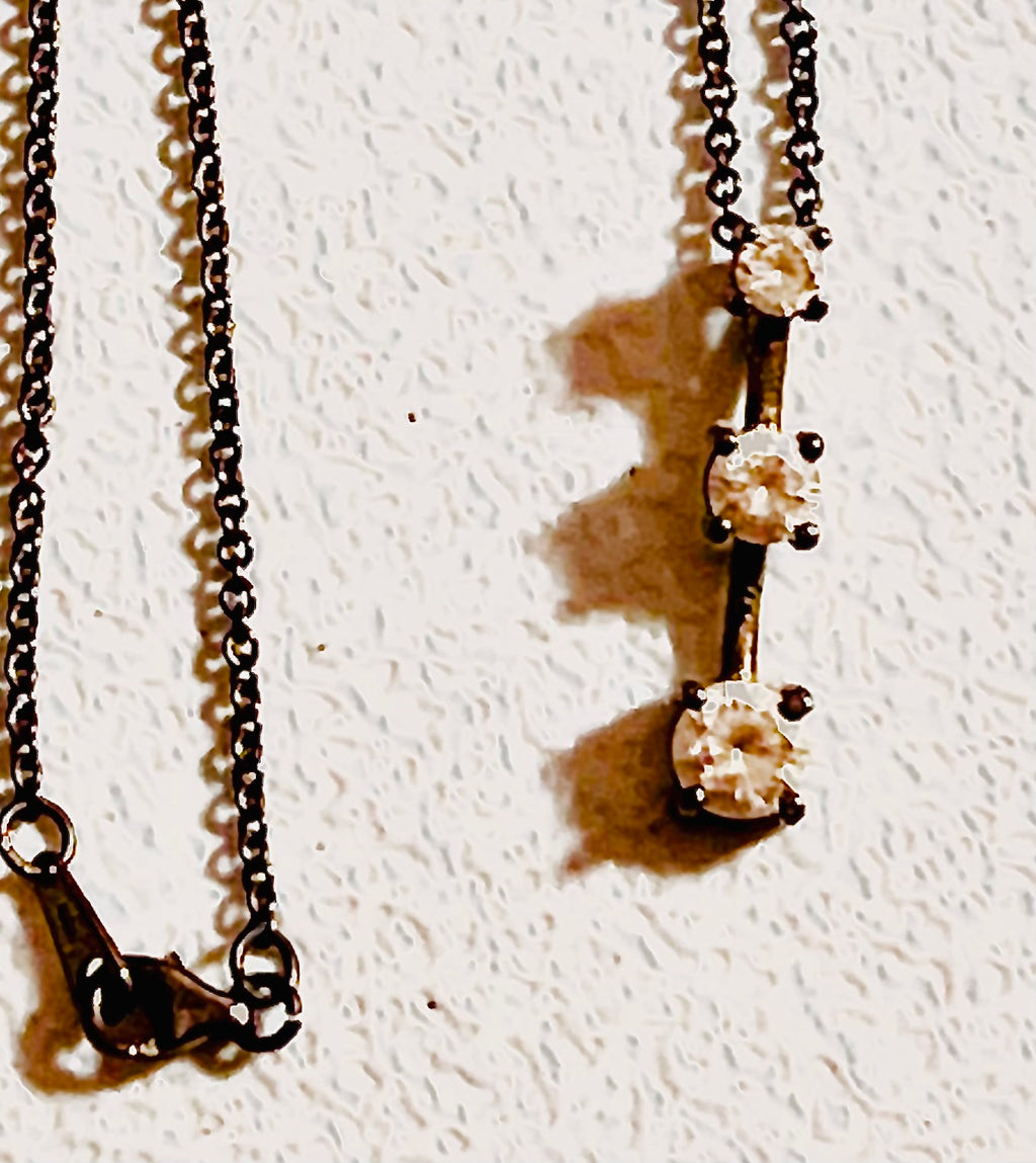 Vintage, 925 sterling silver CZ past present and future pendant on an 18 inch, 925 sterling silver chain