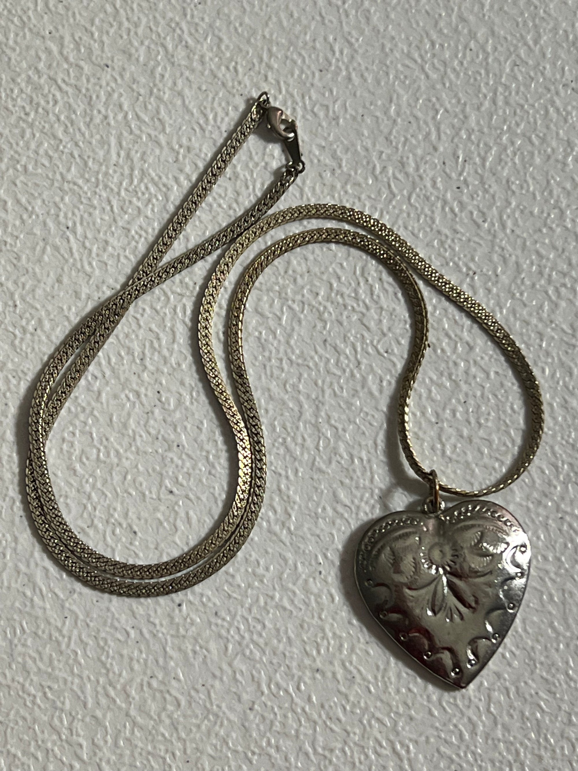 Vintage Silvertone, heart pendant, and 22 inch chain