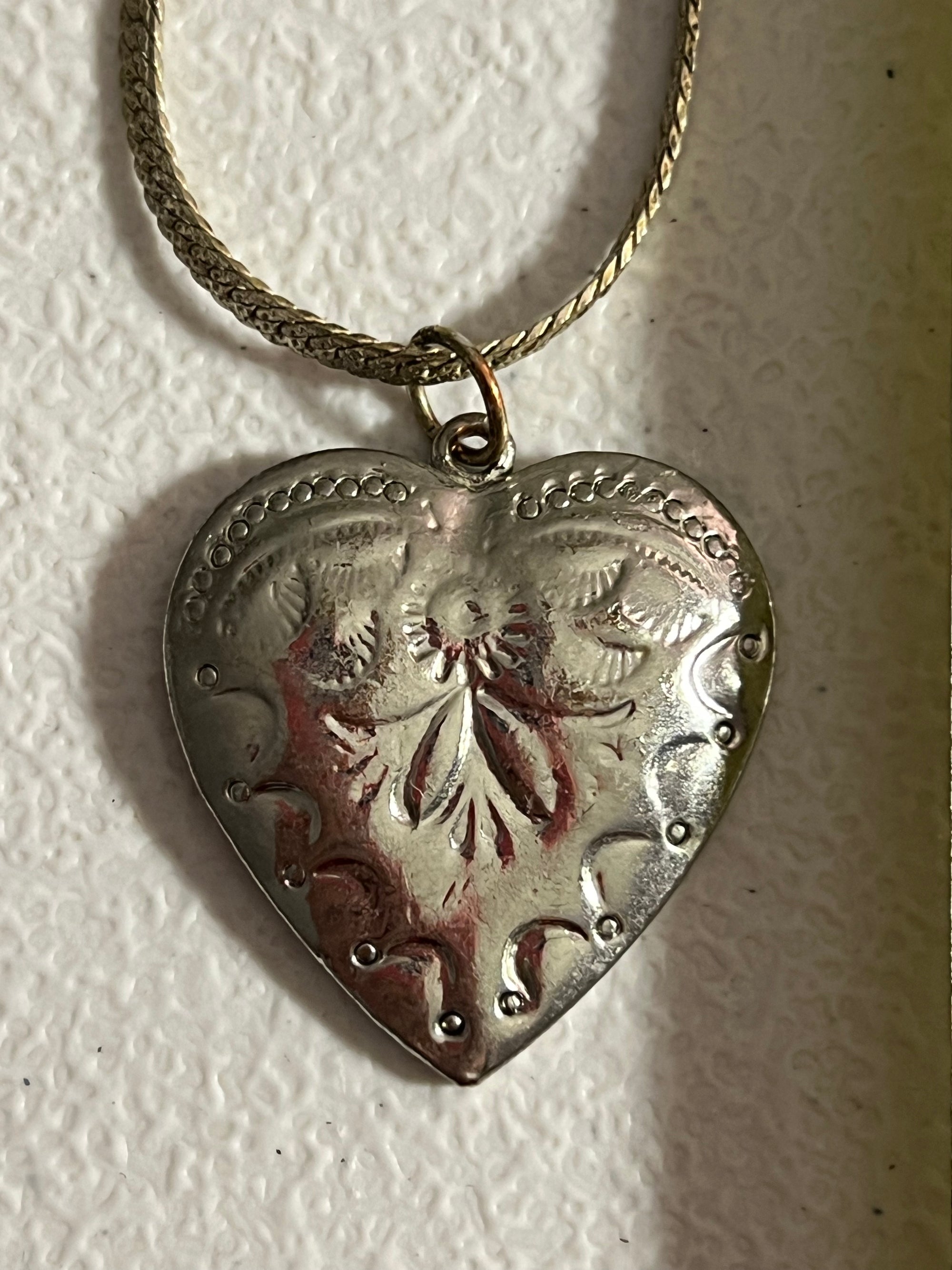 Vintage Silvertone, heart pendant, and 22 inch chain