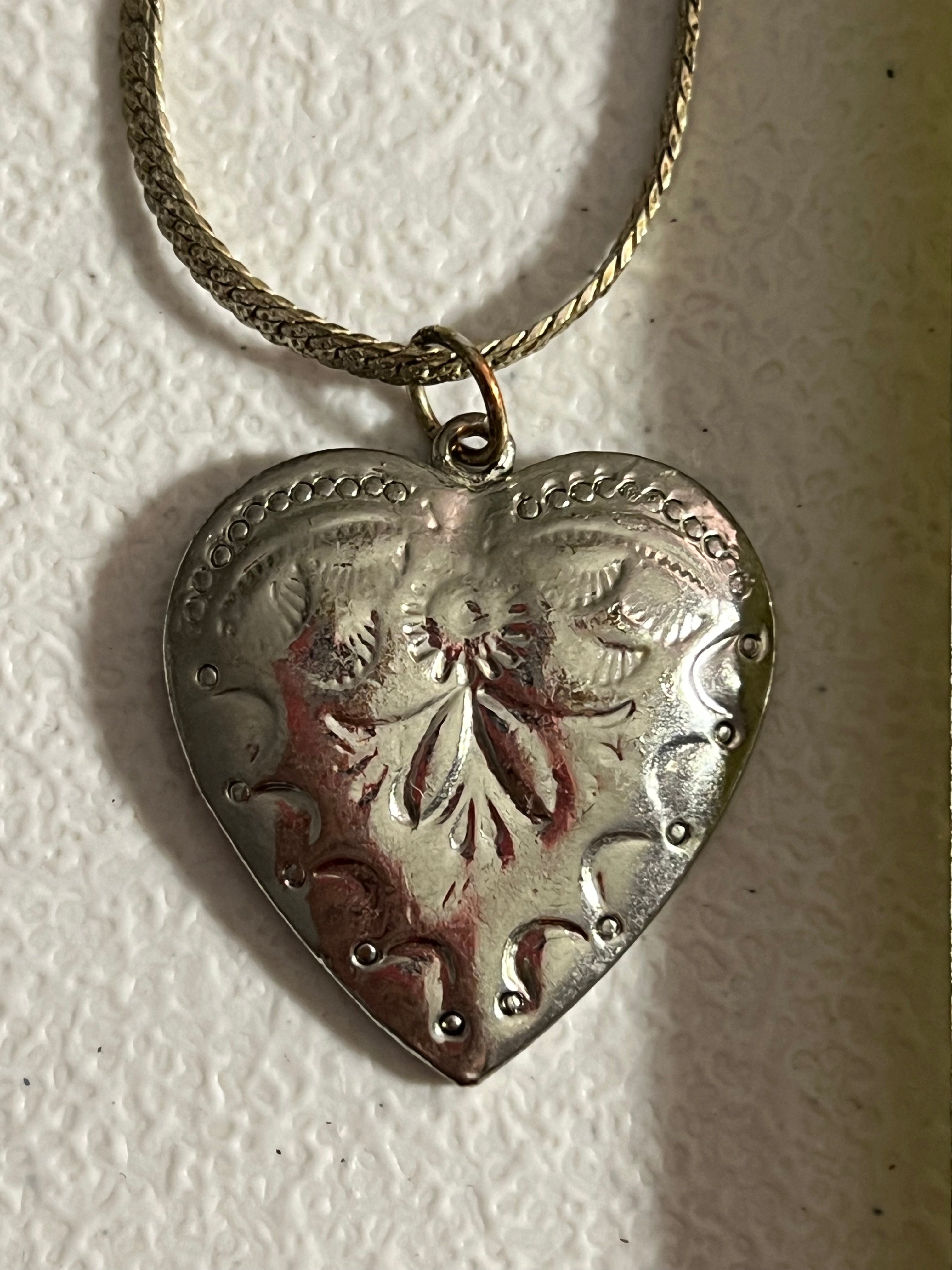 Vintage Silvertone, heart pendant, and 22 inch chain