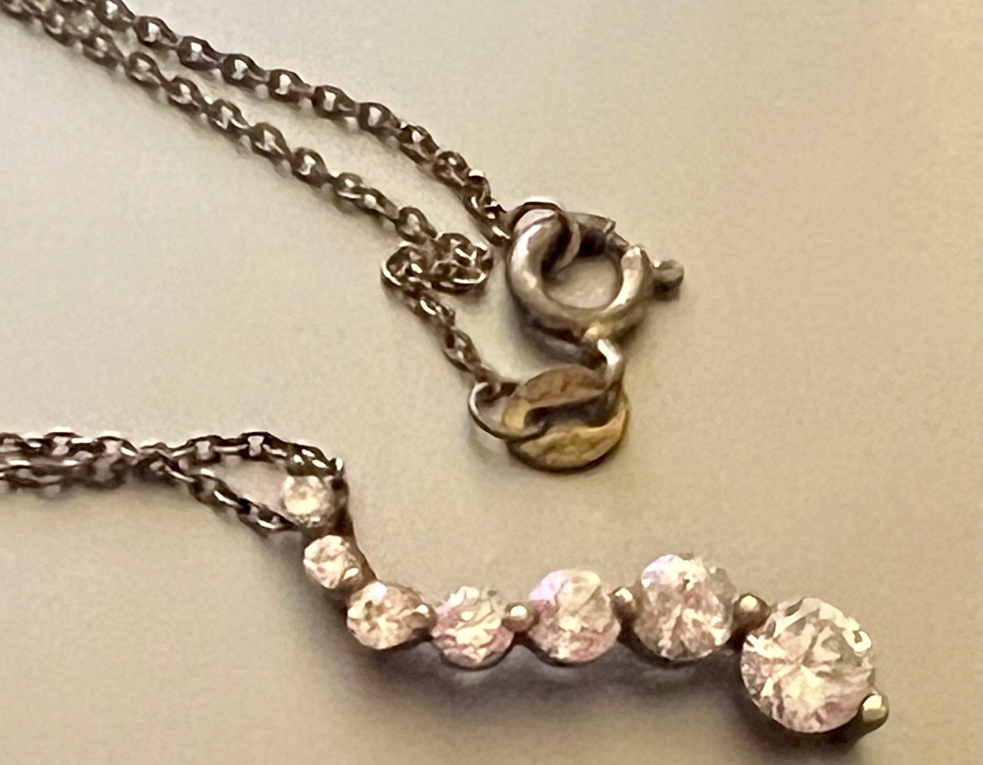 Vintage Stauer journey necklace gemstone stamped 925 seven stones hanging from an 18 inch sterling silver chain